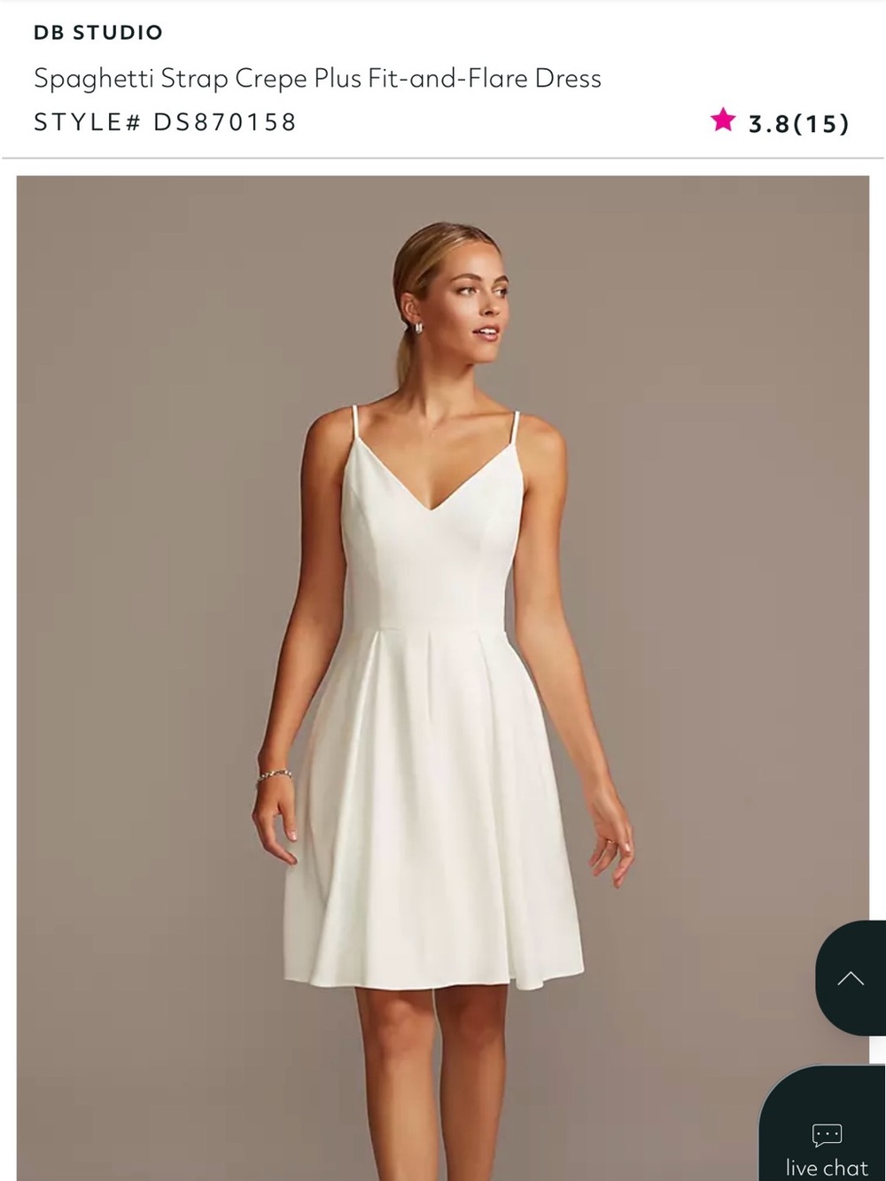 David’s Bridal Spaghetti Strap Crepe Plus Fit-and-Flare Dress